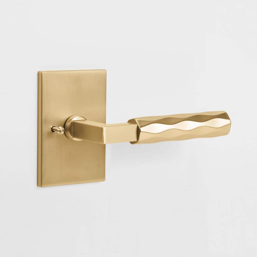 Hailey Champagne Gold Modern Diamond Wave Interior Door Handle, Rectangle Plate + Concealed Screws (Privacy - Bed/Bath) price history on PriceWatchPro