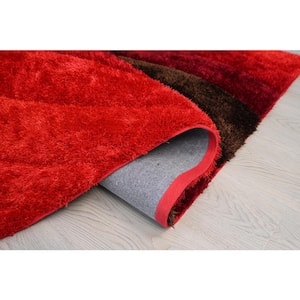 3D Shaggy Hand Tufted Red/Black 5 ft. x 7 ft. Area Rug
