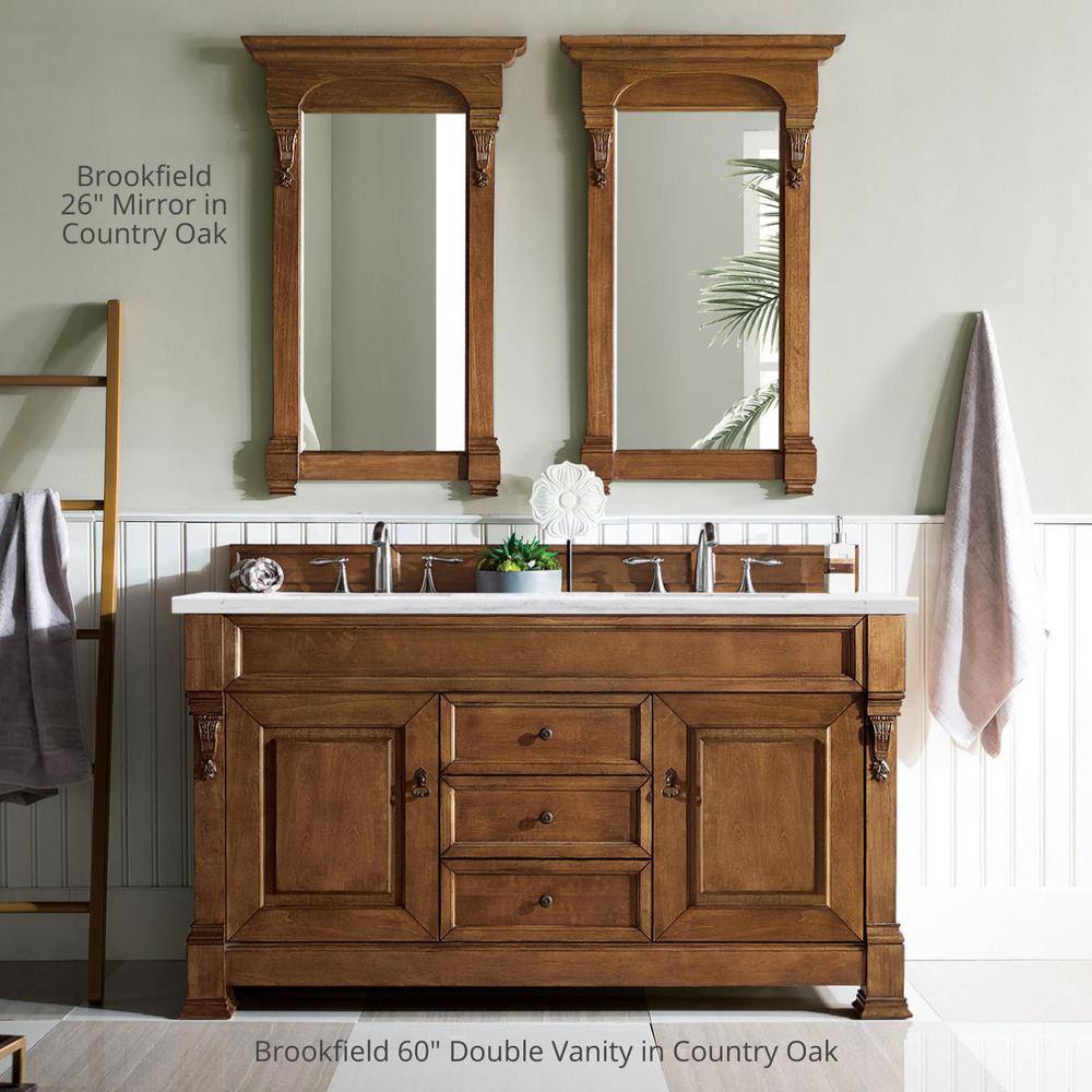 Warm Cherry Rectangular Wood Framed Bathroom Vanity Mirror