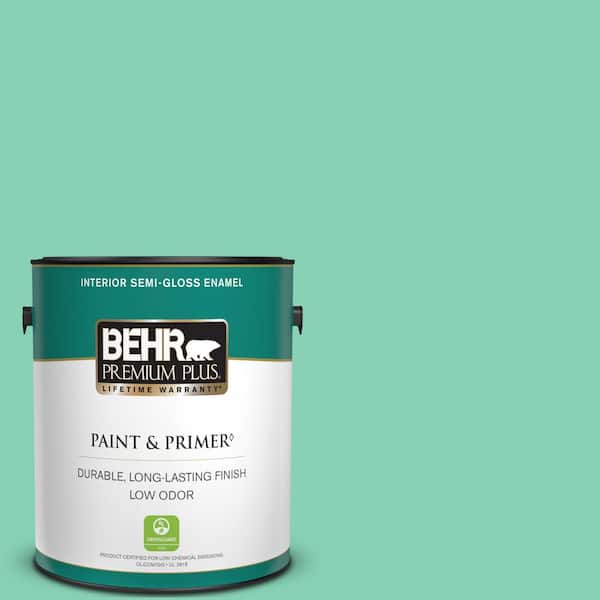 BEHR PREMIUM PLUS 1 gal. #P420-3 Tropical Trail Semi-Gloss Enamel Low Odor Interior Paint & Primer