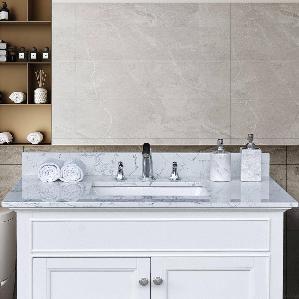 Carrara White 22" Engineered Stone Bathroom Side Splash