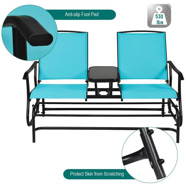 Costway 23.5 in. Turquoise 1 Piece Metal Patio Conversation