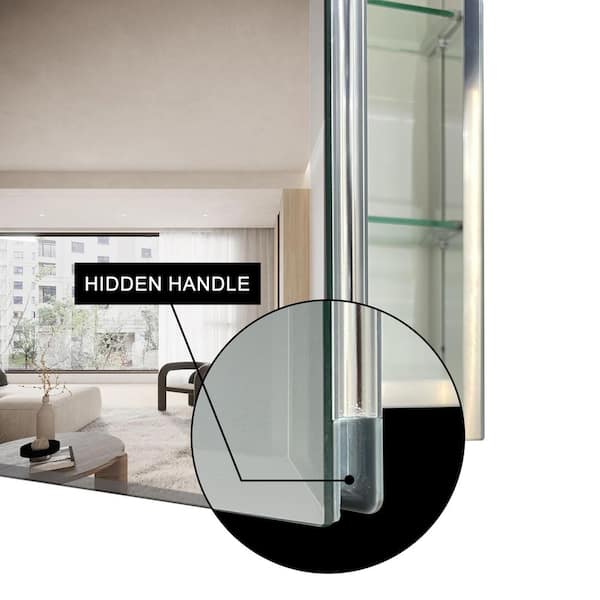 36 in. W x 26 in. H Large Rectangular Silver Aluminum Recessed