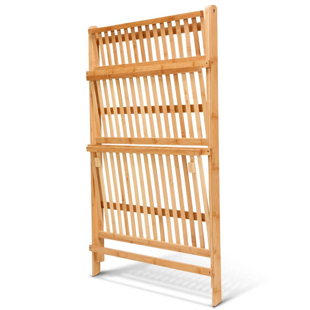 Natural Bamboo 3-Tier Hanging Folding Plant Stand