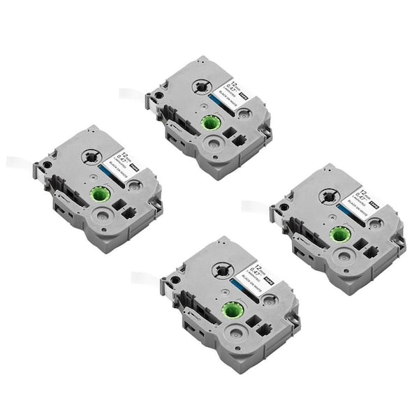 Label Maker Tape 4 Pack, 0.47 in. Black on White, Compatible with Brother P-Touch, Durable 2025 Update