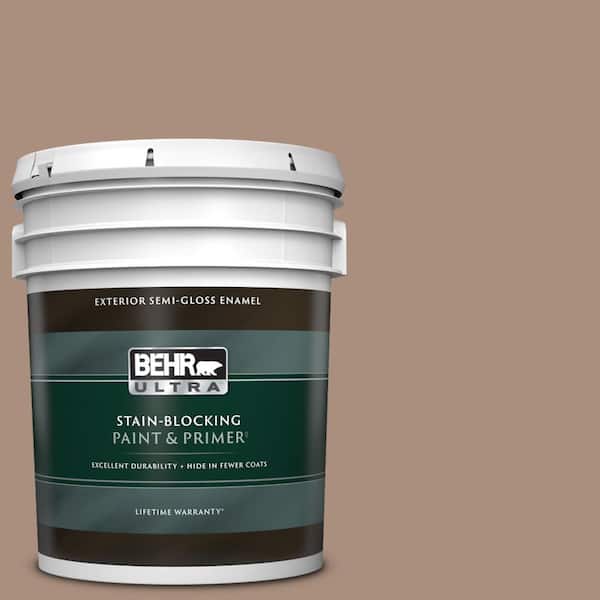 BEHR ULTRA 5 gal. #BNC-13 Cozy Cocoa Semi-Gloss Enamel Exterior Paint & Primer