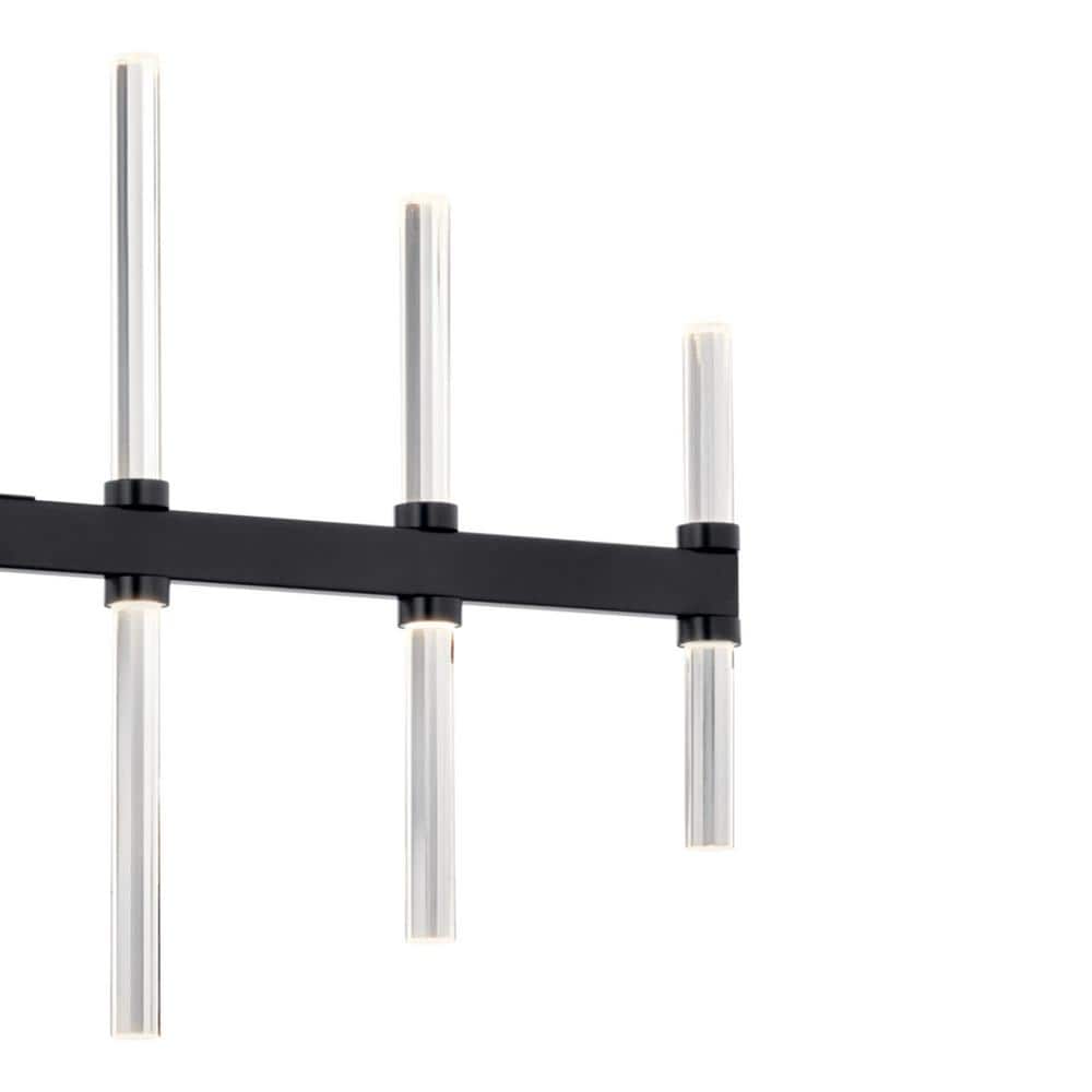 Black Crystal LED Linear Chandelier with Clear Optical Shade