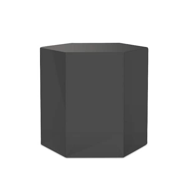 Benjara 12.5 in. Gray Hexagonal Wooden Top Modular Side End Table