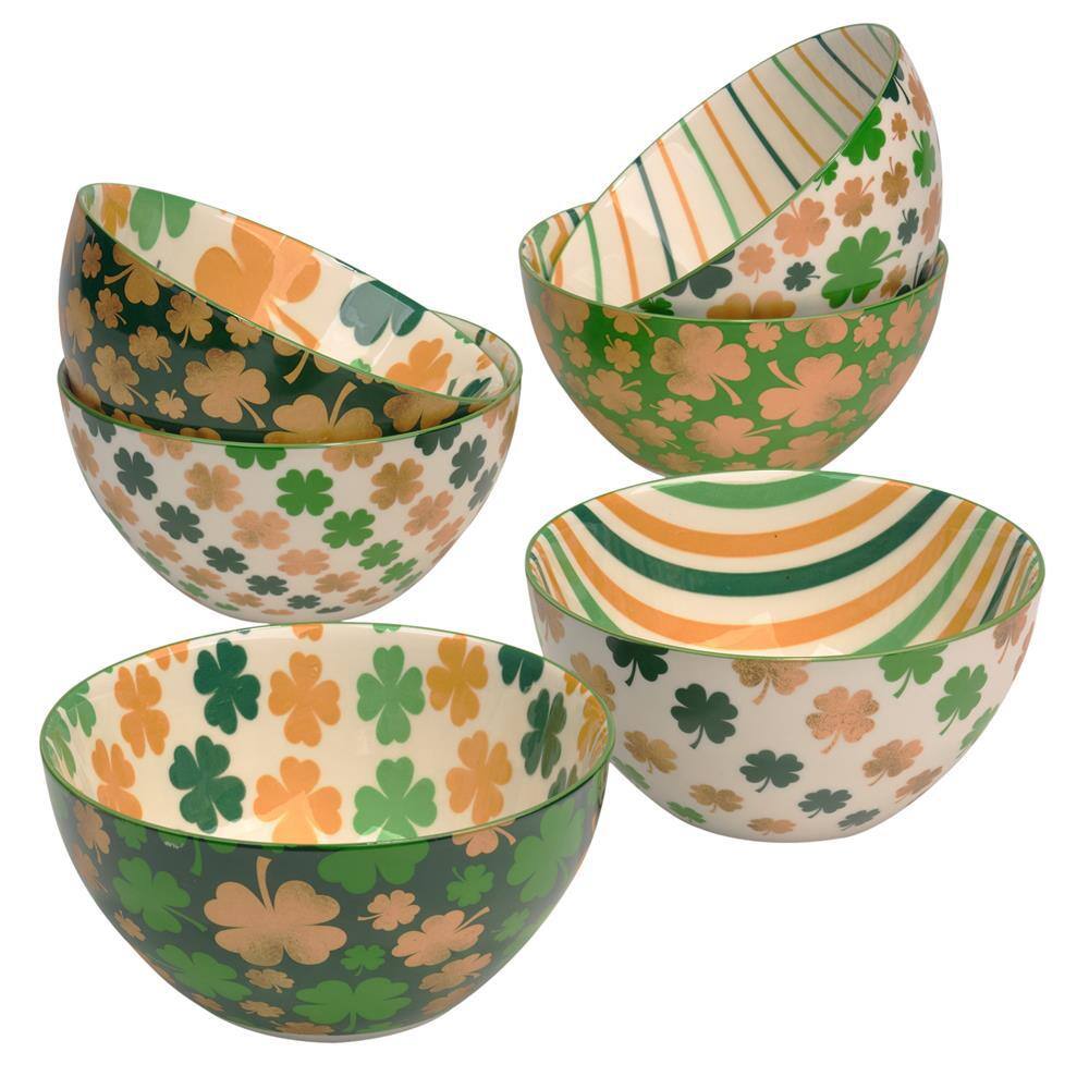 Certified International 16 Fl. Oz. Multi-Colored Porcelain St. Patrick Day Bowls (Set of 6)