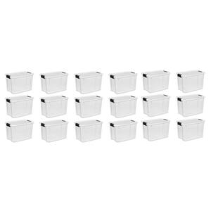 30 Qt. Ultra Latch Storage Box with White Lid and Clear Base (18-Pack)