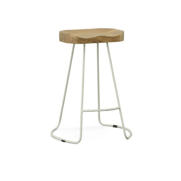 Carolina Forge Saga 24.75 in. Natural/White Counter Stool (Set of 2)