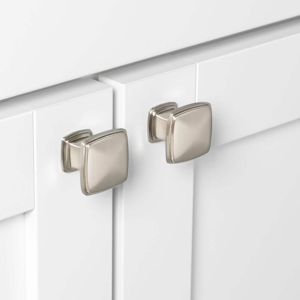 Brushed Nickel Square Cabinet Knobs with Mounting Hardware, 10-Pack
