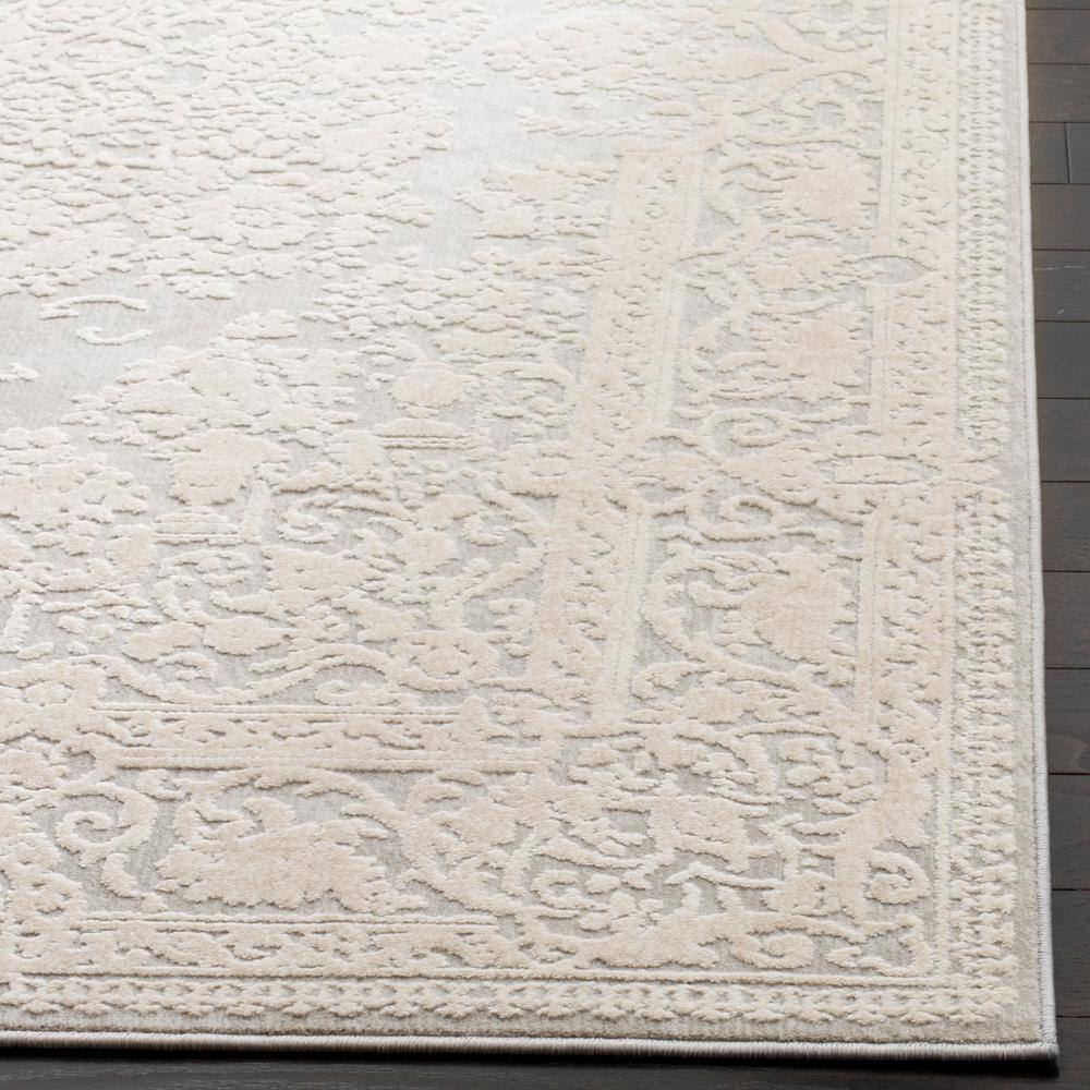 Elegant Gray Synthetic 27'' Hand-Knotted Easy-Care Runner Rug