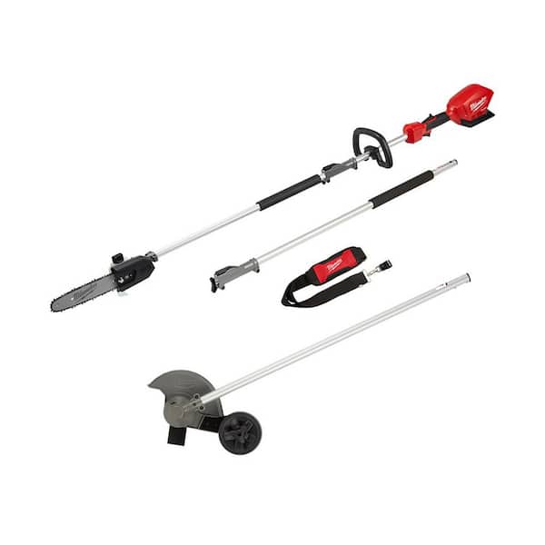 Milwaukee M18 FUEL 10 in. 18V Lithium-Ion Brushless Electric Cordless Pole Saw w/ M18 FUEL QUIK-LOK 8 in. Edger Attachment(2-Tool)