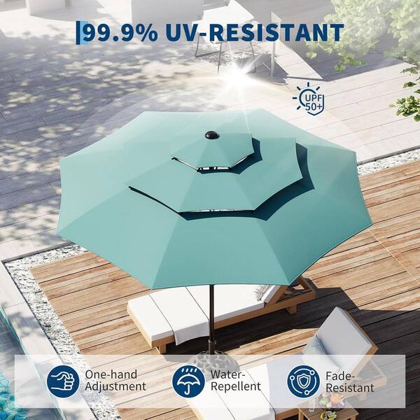 allen roth round heather beige offset patio umbrella with tilt-and-crank Allen Roth Outdoor Patio Umbrella