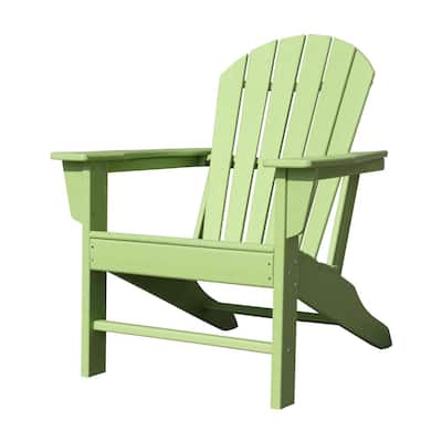 Leigh 37.4 in. Apple Green Casual Plastic Adirondack Chair with Fan-Shaped Backrest and Armrests