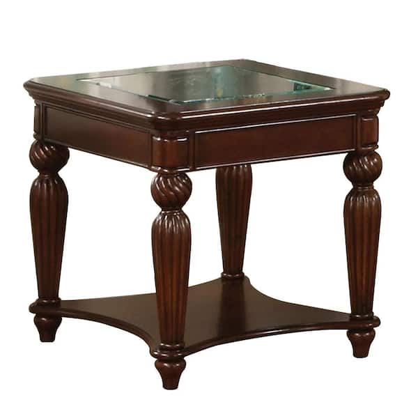 Windsor Dark Cherry Glass-Insert End Table