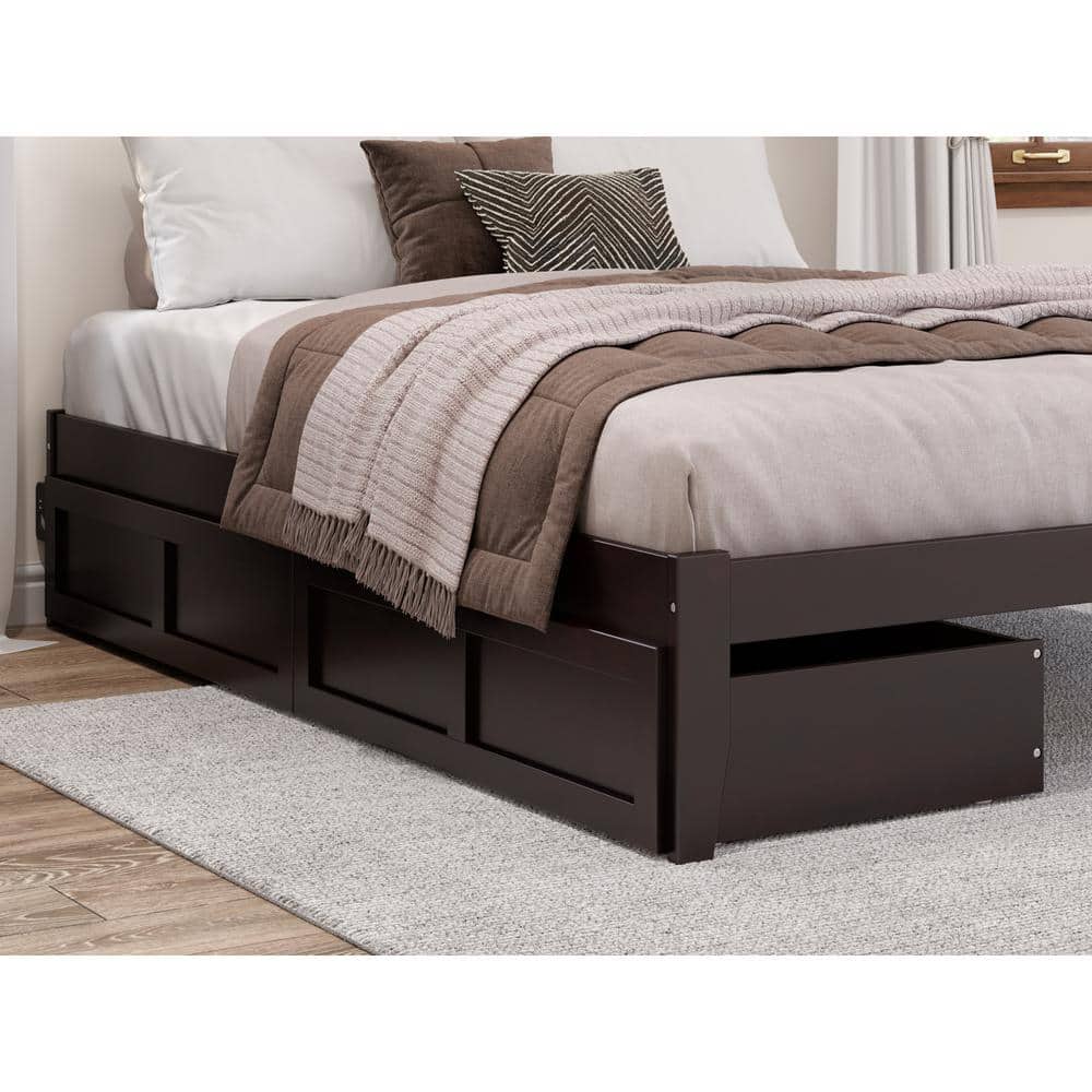 Espresso Solid Hardwood Underbed Storage Drawers Set