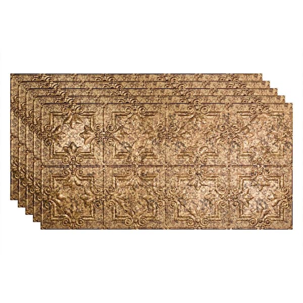 Fasade Regalia 2 ft. x 4 ft. Glue Up Vinyl Ceiling Tile in Cracked Copper (40 sq. ft.)