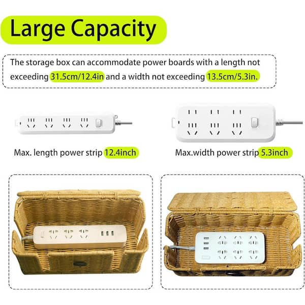 Pulchrum Cable Management Box, Rattan Cord Organizer Box - View #12