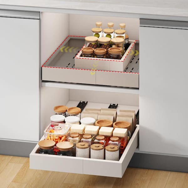 Numhew No Drill Pull out Cabinet Organizer, Width (11in.-16in
