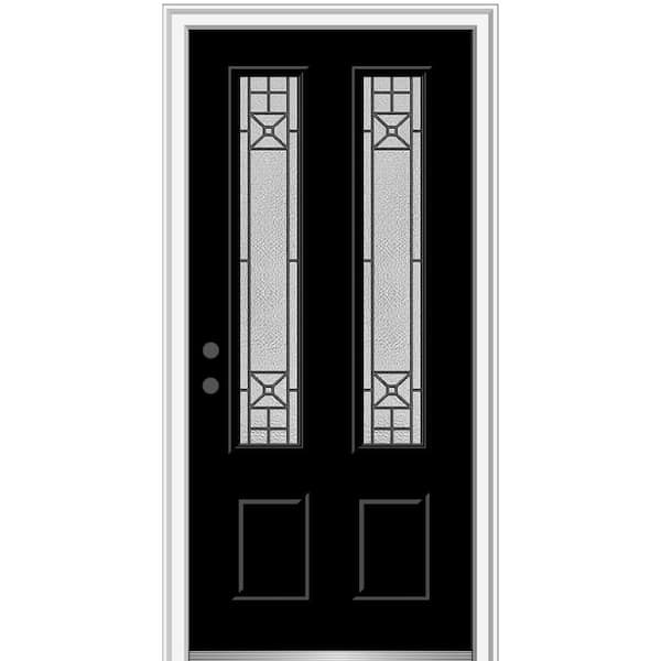 MMI Door 36 in. x 80 in. Courtyard Right-Hand 2 Lite Decorative Painted Fiberglass Smooth Prehung Front Door, 4-9/16 in. Frame