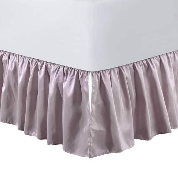 LEVTEX HOME 16 in. Faux Silk Lilac Full Bed Skirt
