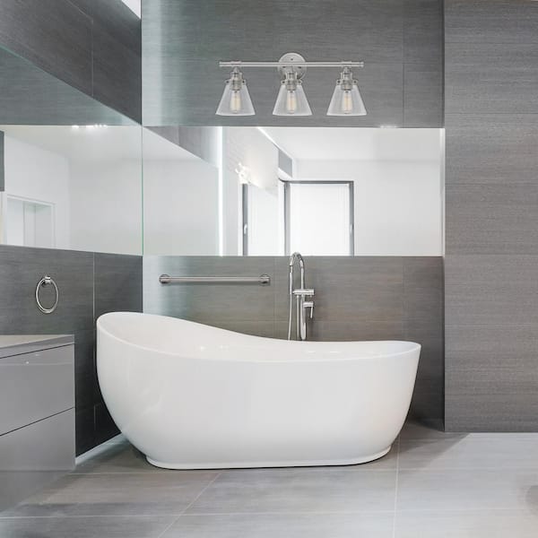 Parker 3-Light Chrome Vanity Light with Clear Glass Shades