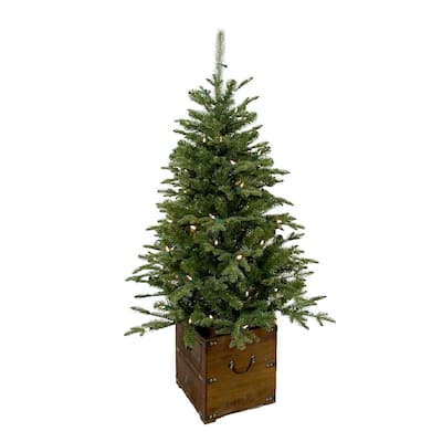 4 ft Fraser Fir Potted Artificial Christmas Tree with 70 Warm White Mini Lights