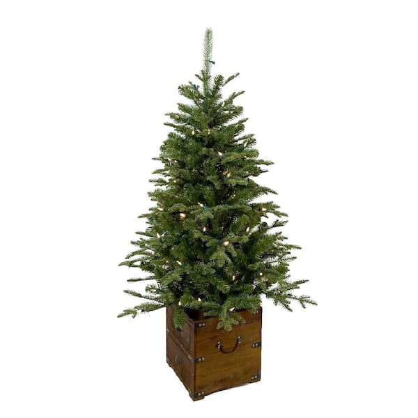 Home Accents Holiday 4 ft Fraser Fir Potted Artificial Christmas Tree with 70 Warm White Mini Lights