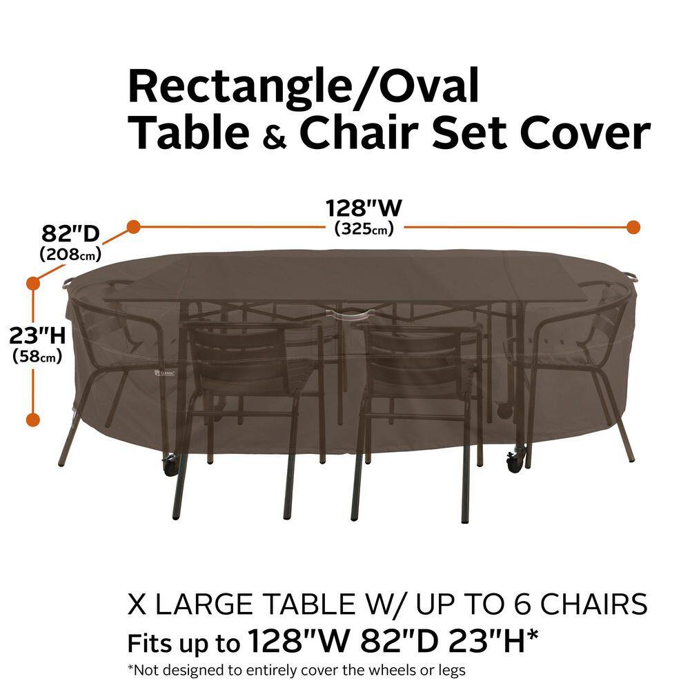 Madrona Dark Cocoa Waterproof Patio Table & Chair Set Cover, 128 Inch