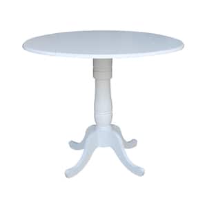 Laurel White 42 in. Drop-Leaf Counter Table