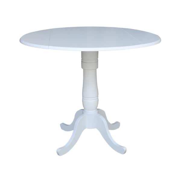 International Concepts Laurel White 42 in. Drop-Leaf Counter Table