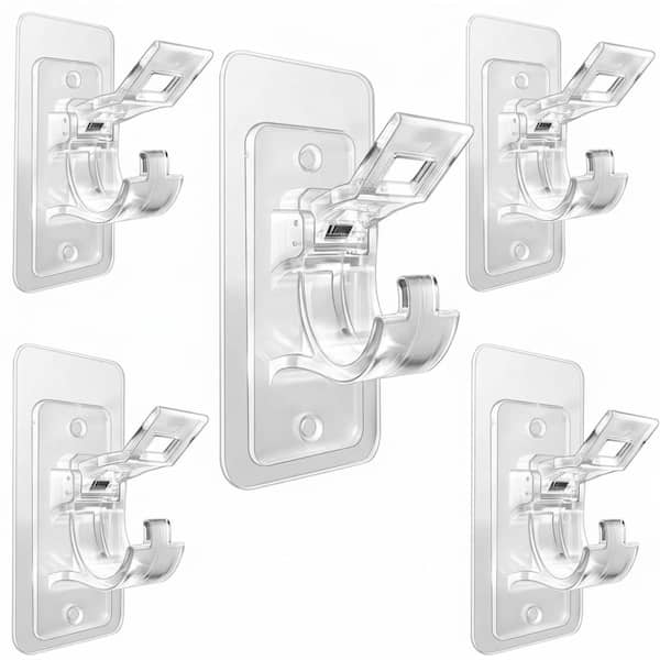 6-Pack Transparent No-Drill Self-Adhesive Curtain Rod Holders
