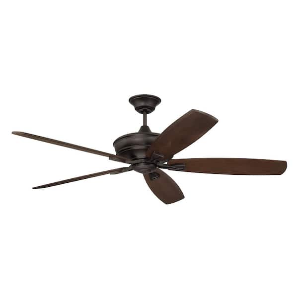 60 in. Espresso Finish w/ Walnut Blades Angled Mount Standard Outdoor Ceiling Fan w/ Remote Control Included