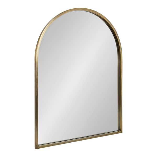 Kate and Laurel Rowla 24.01 in. W x 31.98 in. H Arch Metal Gold Framed Modern Wall Mirror