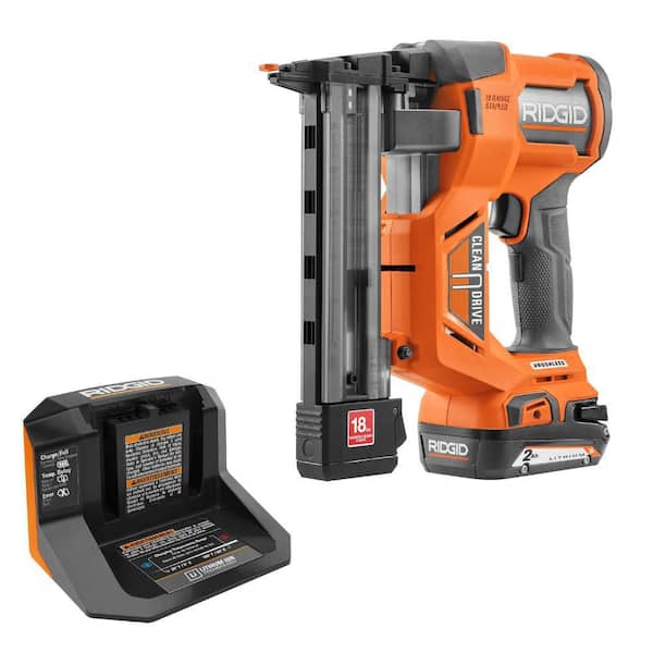 18V Brushless Cordless 18-Gauge Narrow Crown Stapler Kit with 2.0 Ah Battery and Charger
