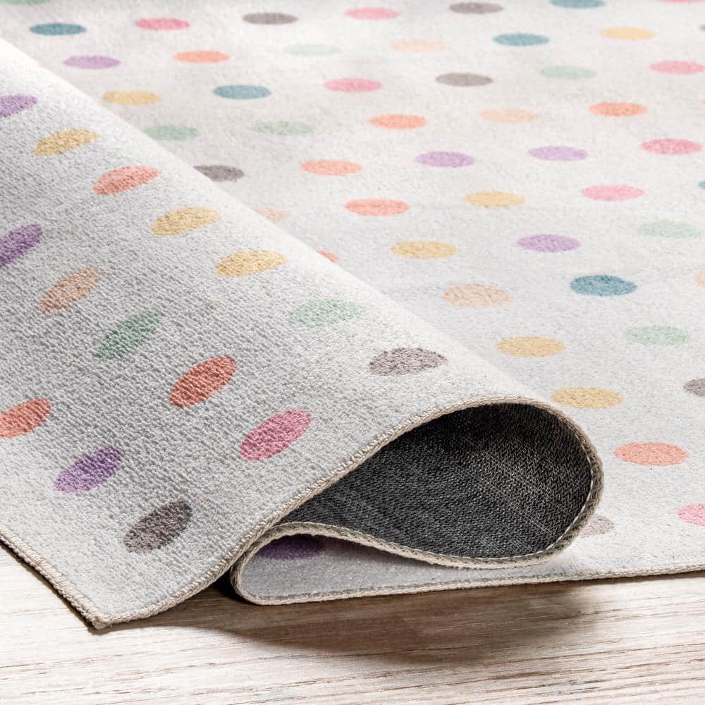 Eco-Friendly Ivory Synthetic 4' x 6' Reversible Kids Rug