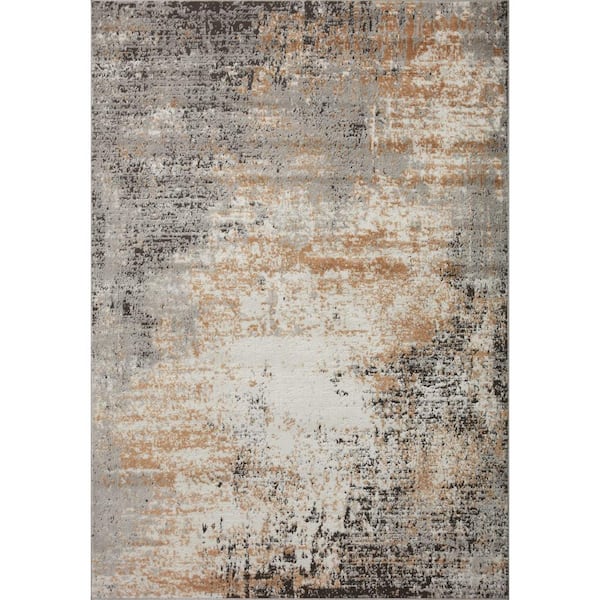 LOLOI II Bianca Stone/Gold 2 ft.8 in. x 4 ft. Contemporary Area Rug