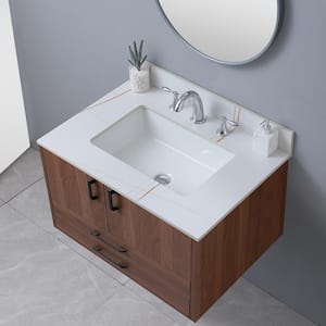 31.02 in. W x 22.01 in. D Stone White Rectangular Single Sink Vanity Top in White