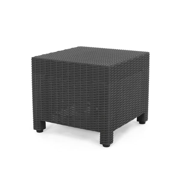 Zeus & Ruta Dark Gray Polypropylene Square Indoor/Outdoor Patio Side Table for Garden, Backyard, Balcony and Poolside