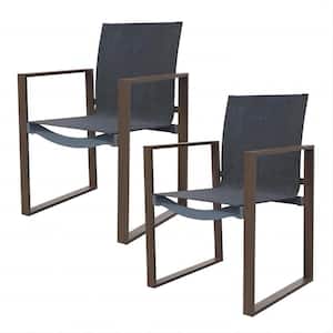 Composite Outdoor Lounge Chair Woodgrain Patio Accent Side Chair with Grey Cushion (1-Pack)
