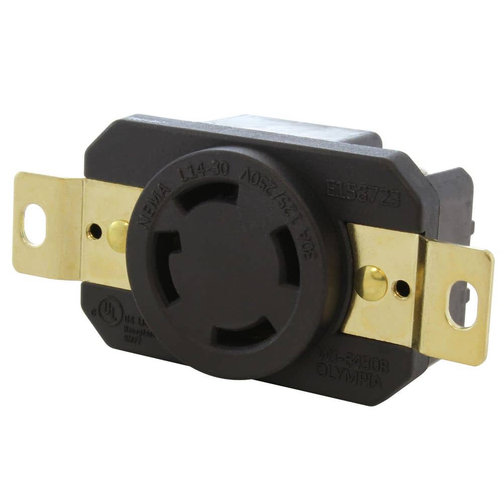 30-Amp 125/250-Volt NEMA L14-30R Flush Mounting Locking Industrial Grade Re