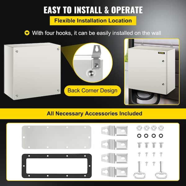 VEVOR Electrical Enclosure Box 24 in. x 24 in. x 12 in. IP66
