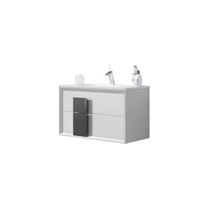 Cristal 32 in. W x 18 in. D Bath Vanity in White and Grey with Ceramic Vanity Top in White with White Basin and Sink