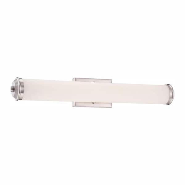 Designers Fountain Designers Fountain 30 in. Integrated LED Satin Platinum Transitional Vanity Light with Satin White Glass Shade
