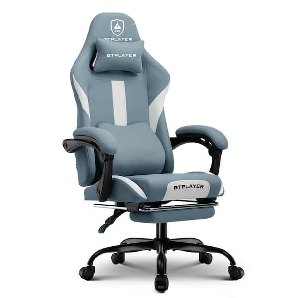 ComHoma Gaming Chair Fabric Computer Chair with Foot Rest and Pocket Spring Cushion Ergonomic Computer Desk Chair, Blue