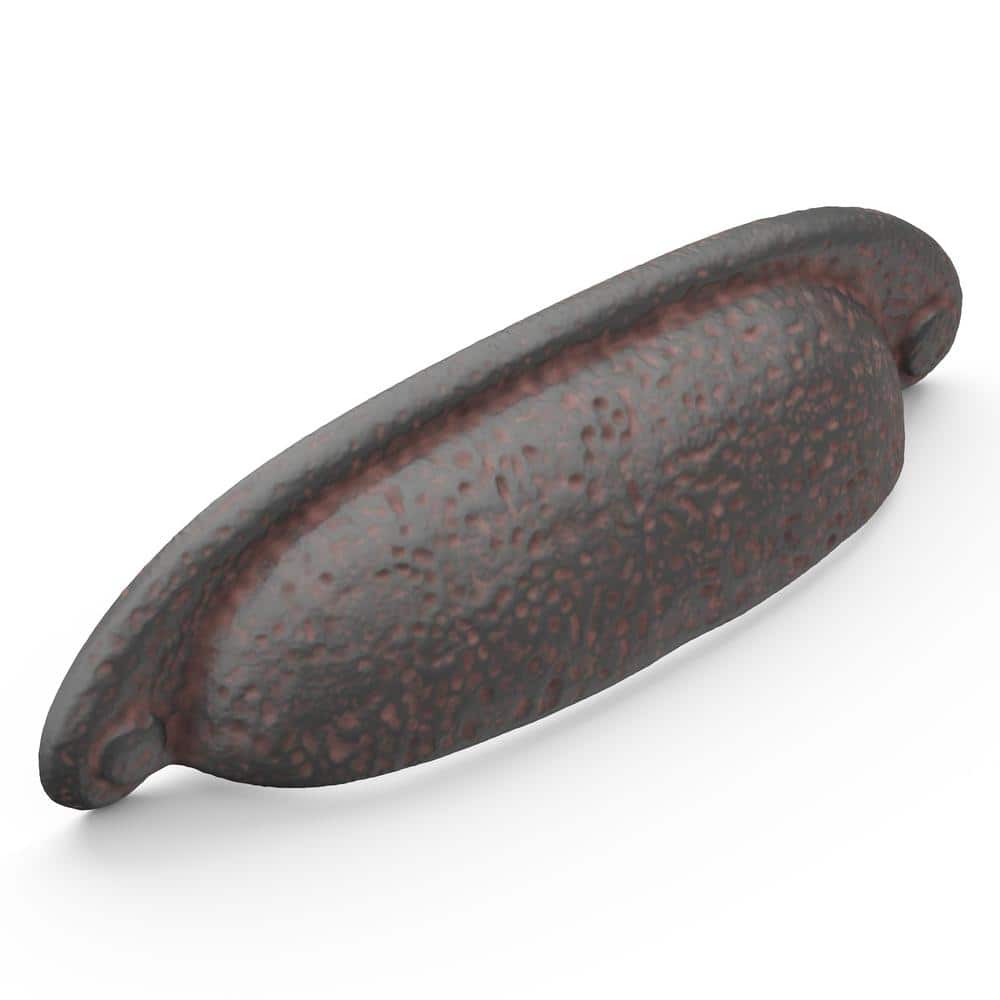Rustic Iron Matte Finish Cup Drawer Pulls with Mounting Hardware