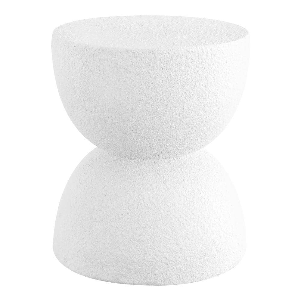 Greta 18" White Polyresin Mid-Century Modern Drum Accent Table