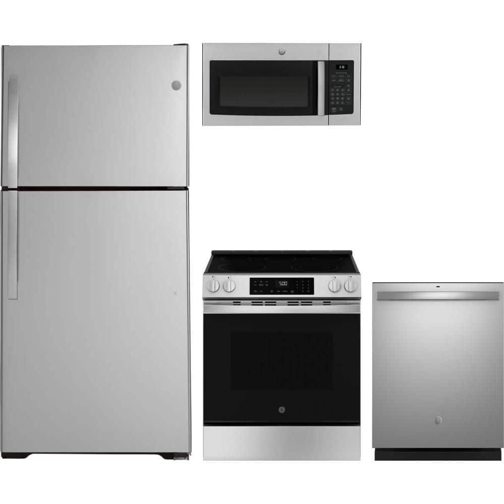 21.9 cu. ft. Top Freezer Refrigerator with 5 Burner Slide-In Range and Dishwasher with Dry Boost